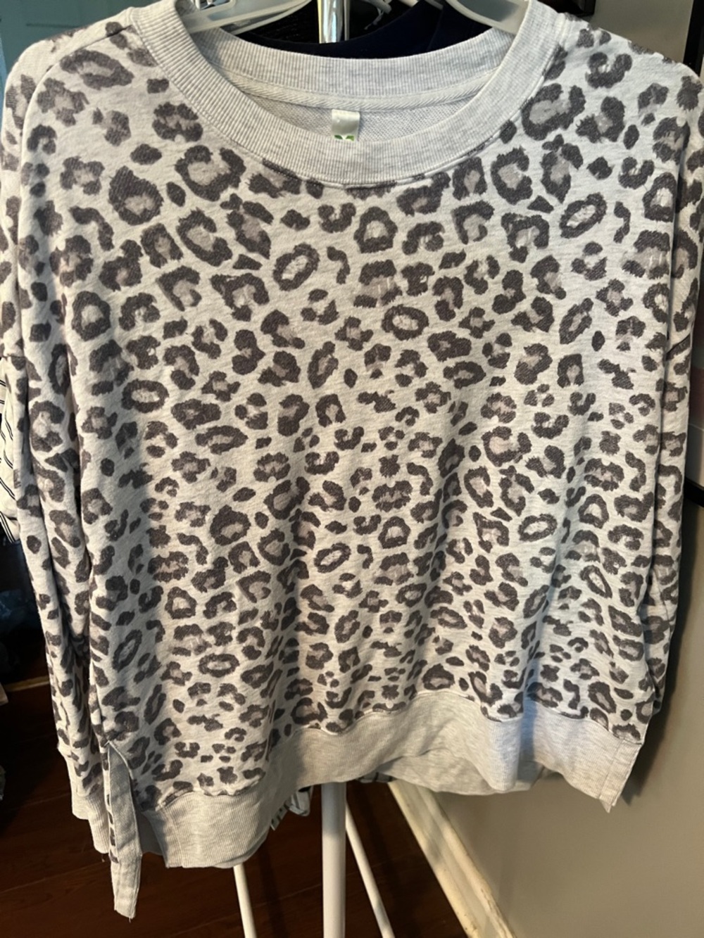 GreenTea Gray Leopard Print Sweatshirt